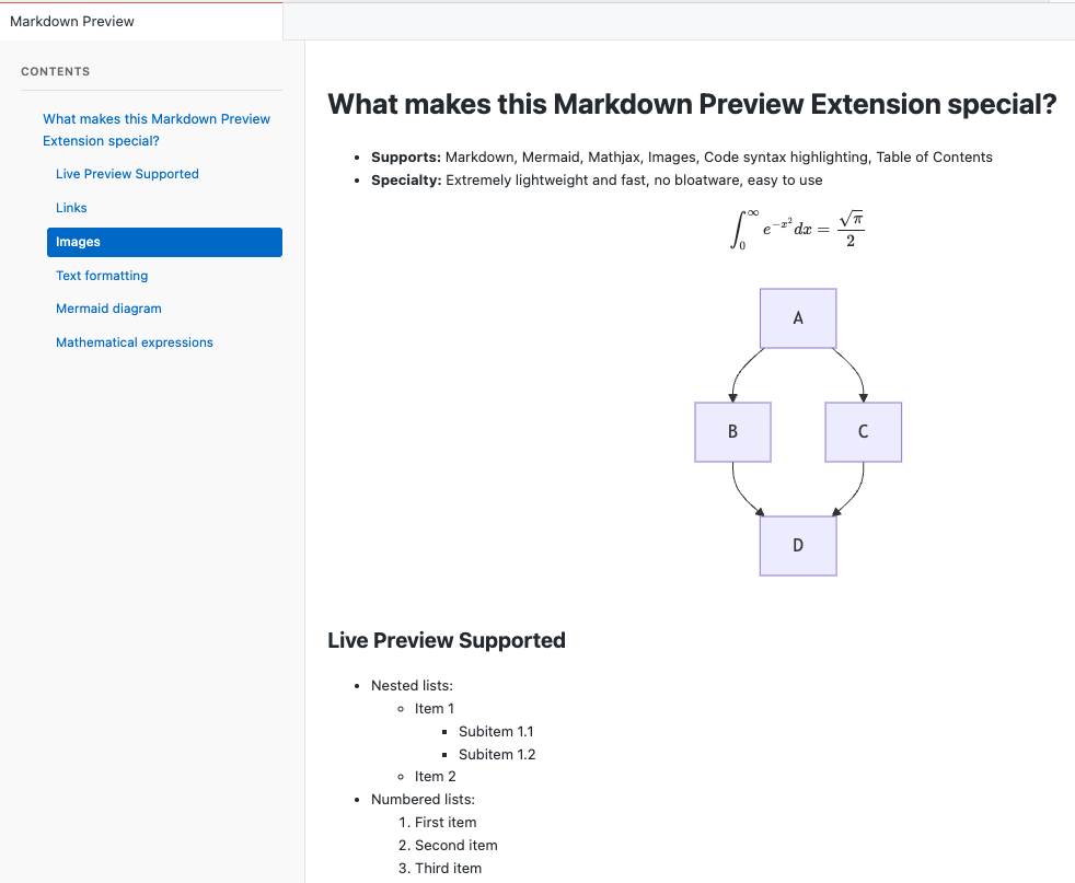 Lightweight Markdown Preview Screenshot